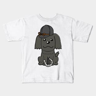 Funny black dog is ready for horse riding Kids T-Shirt
